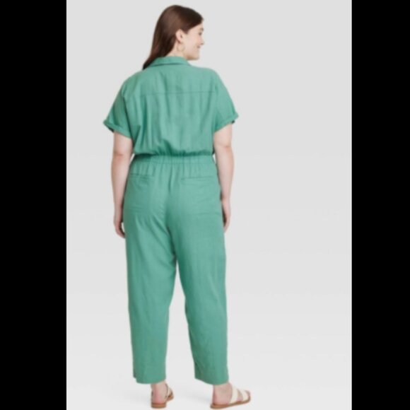 SOLD!!! Universal Thread Green Linen Jumpsuit sz16 - Picture 5 of 8